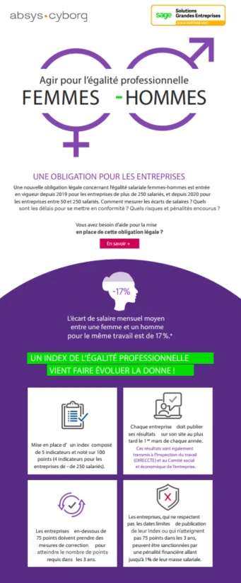 Visuel infographie agir pour l'égalité professionnelle Femmes - Hommes