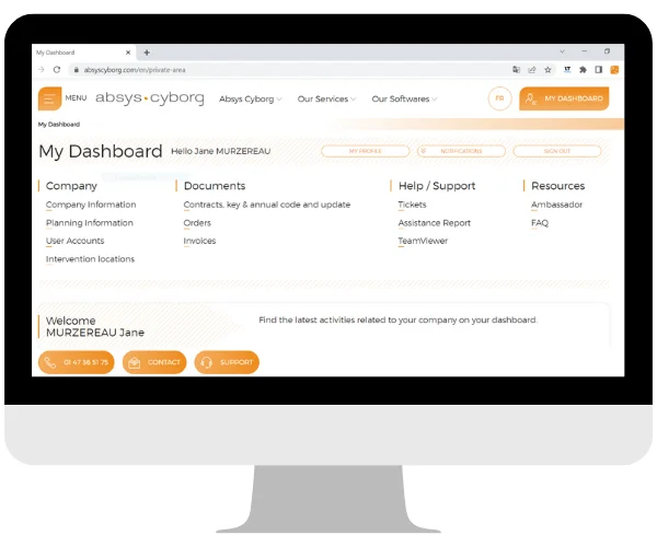 Imagery of customer area