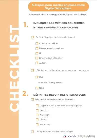 Capture d'écran infographie 5 étapes pour mettre en place une digital workplace